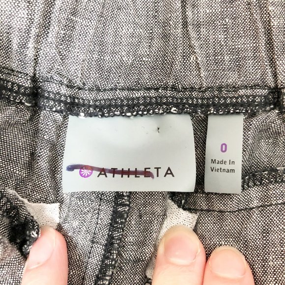 Athleta 100% Linen Heathered Flint Grey Shorts - 0 - Picture 6 of 11
